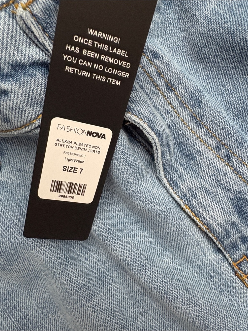 Fashion Nova Aleska Pleated Non Stretch Light Denim Shorts - Picture 5 of 7